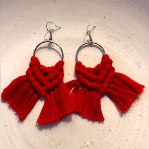 Ruby Red Tassel Earrings